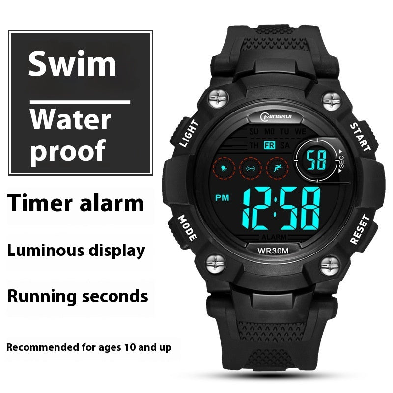 "Waterproof Anti-Fall Multifunctional Sports Electronic Watch for Students"