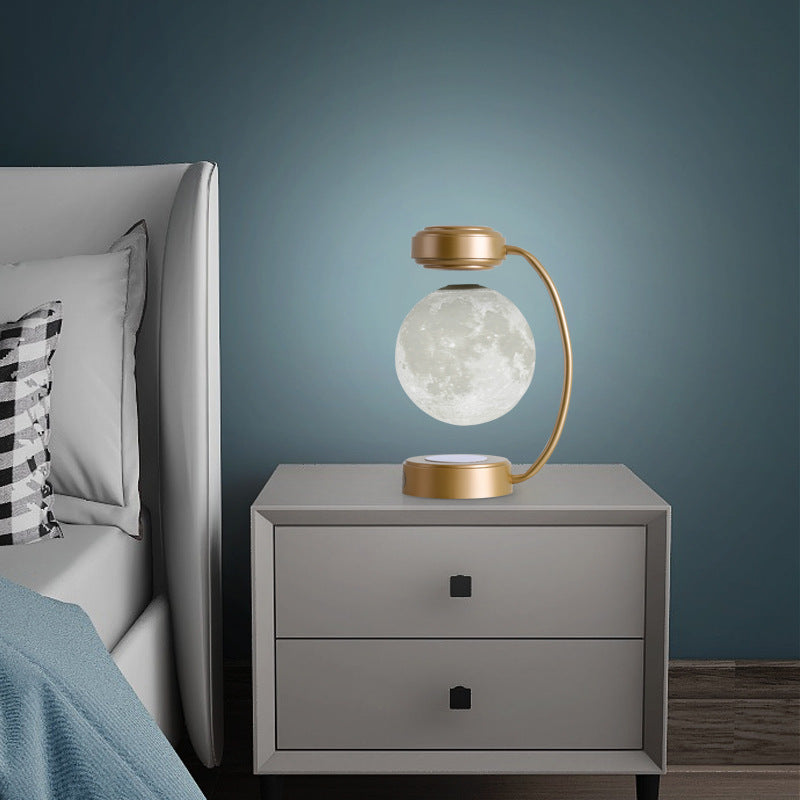 "3D LED Moon Night Light – Wireless Magnetic Levitating Rotating Floating Lamp for Home, Office & Bookshop Decor"