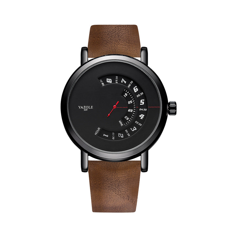 "Men's Waterproof Quartz Watch – Turntable Design Stylish Timepiece"