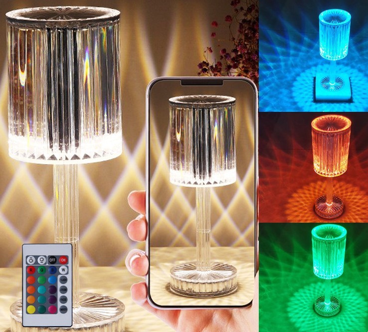 "Crystal Diamond Table Lamp – Romantic Warm LED Night Light for Home Décor & Gifts"