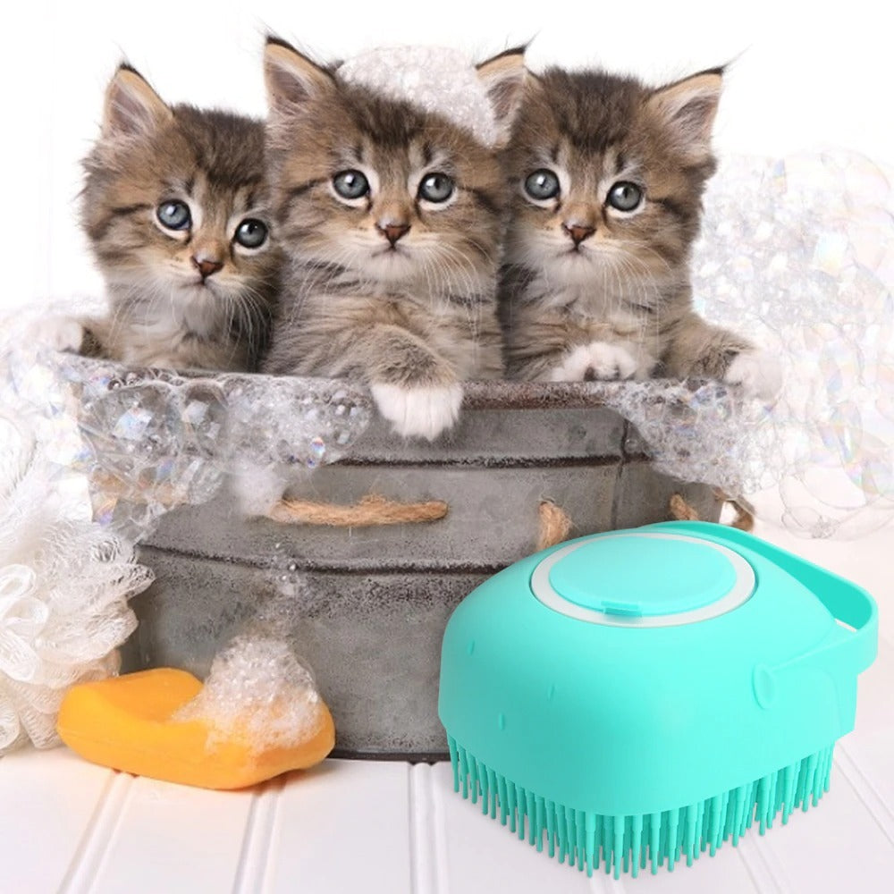 "Pet Dog Shampoo Massager Brush – Soft Silicone Grooming & Bathing Comb for Cats & Dogs"