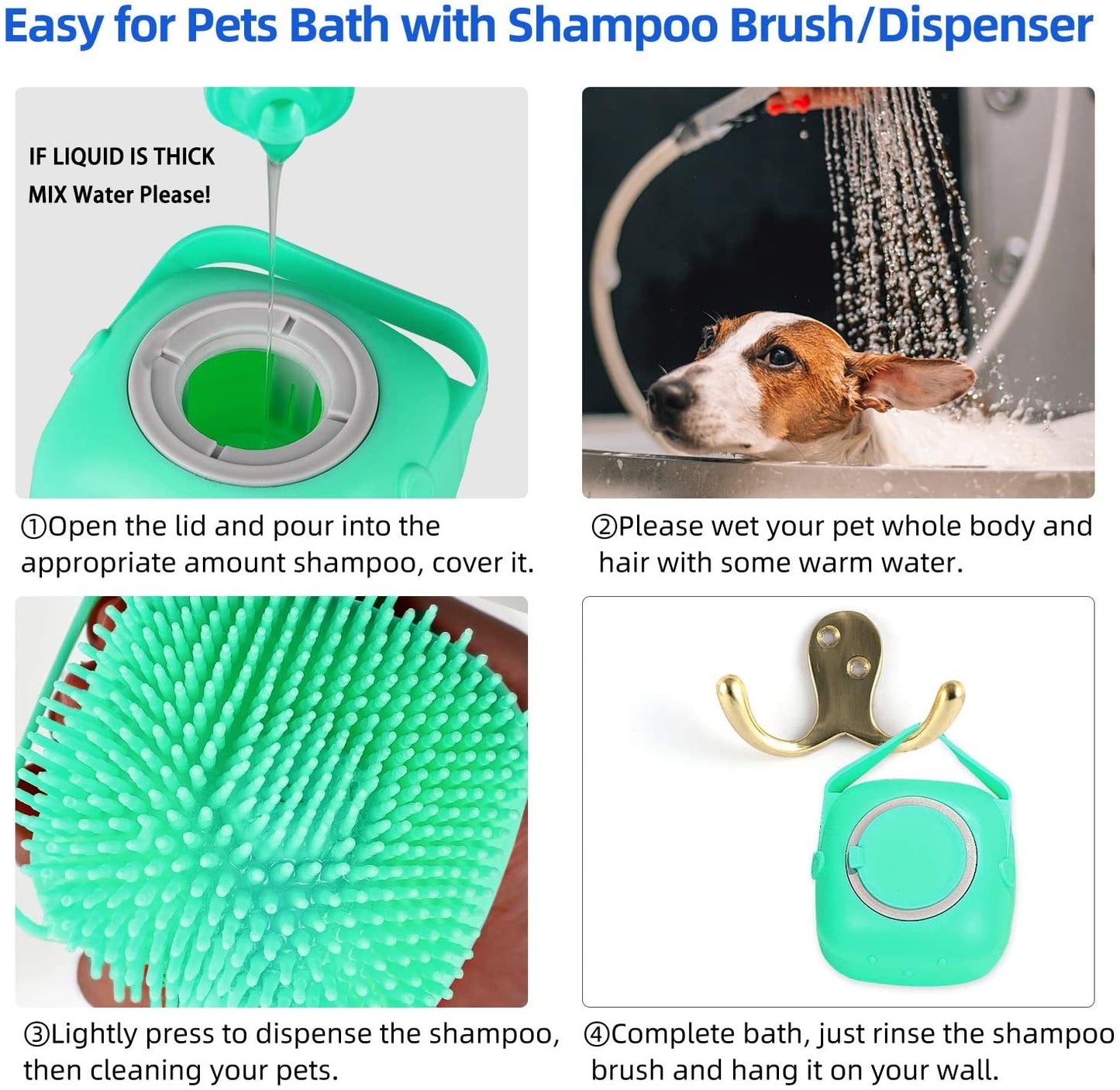 "Pet Dog Shampoo Massager Brush – Soft Silicone Grooming & Bathing Comb for Cats & Dogs"