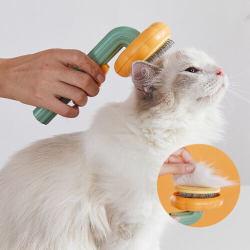 "Pet Pumpkin Self-Cleaning Slicker Brush – Gentle Grooming Tool for Dogs, Cats, Puppies & Rabbits"