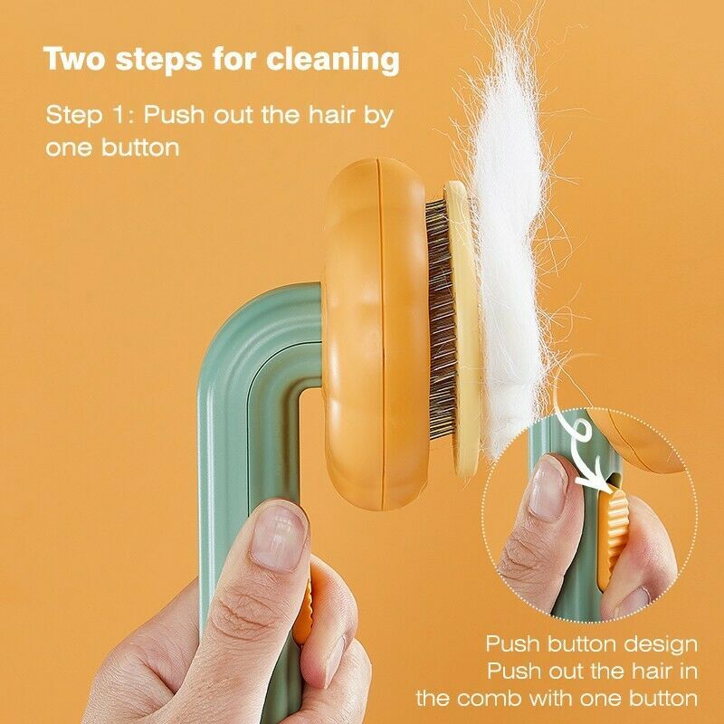 "Pet Pumpkin Self-Cleaning Slicker Brush – Gentle Grooming Tool for Dogs, Cats, Puppies & Rabbits"