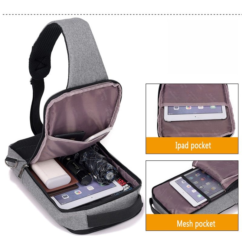 "Anti-Theft USB Charging Chest Bag – Secure Hands-Free Crossbody with Built-In USB Port"