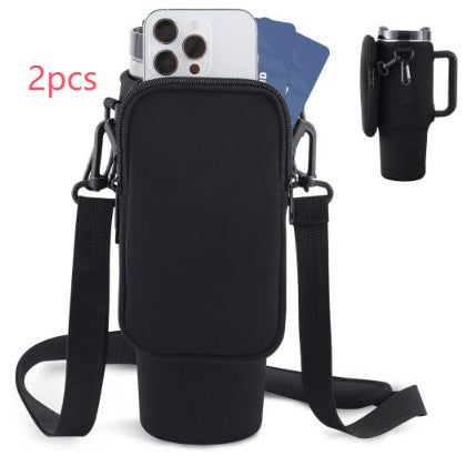 "Slok Water Bottle Carrier Bag – Adjustable Strap Holder Compatible with 40oz Tumbler for Outdoor Walking, Hiking & Sports (Blue Purple)"