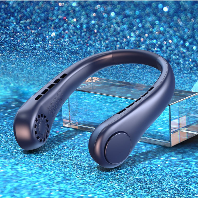 "Portable Bladeless Neck Fan – Rechargeable Hands-Free Air Cooler for Summer Sports & Travel"