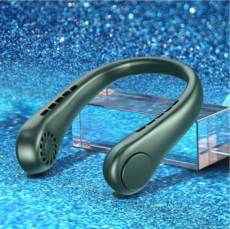 "Portable Bladeless Neck Fan – Rechargeable Hands-Free Air Cooler for Summer Sports & Travel"