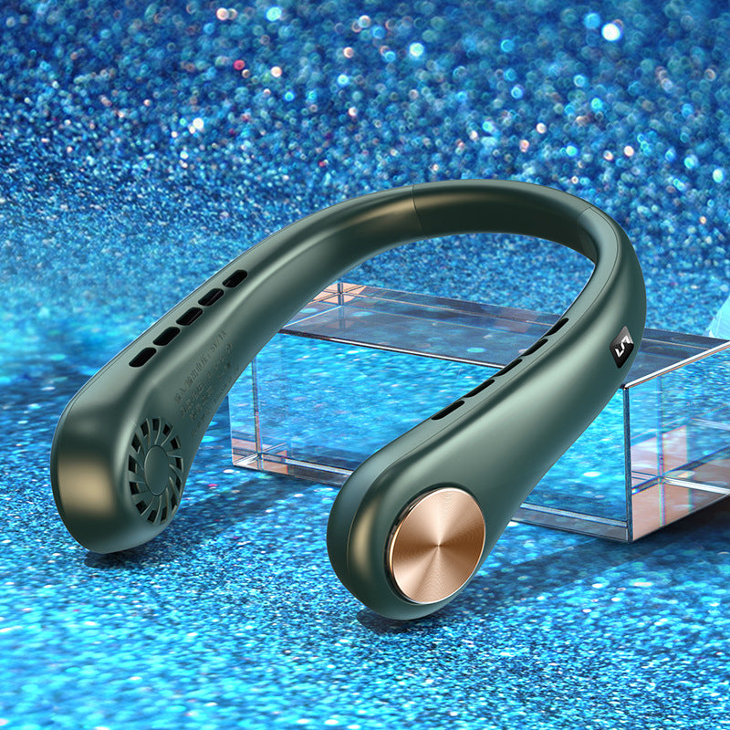 "Portable Bladeless Neck Fan – Rechargeable Hands-Free Air Cooler for Summer Sports & Travel"