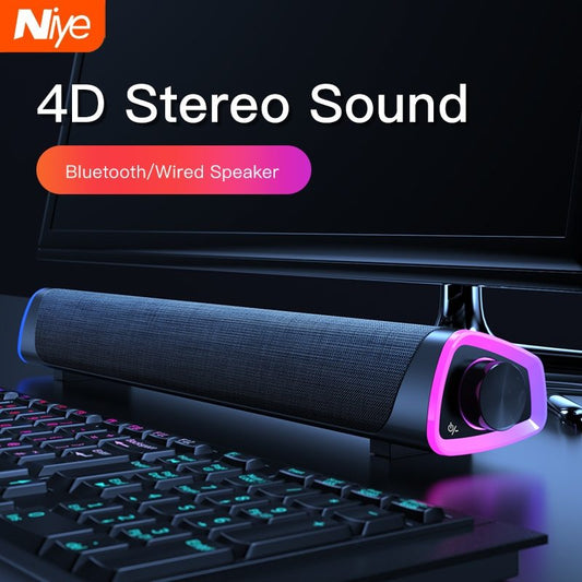 "4D Stereo Sound Bluetooth Speaker Bar with Subwoofer – Compatible with Apple MacBook, Laptop, PC, and Music Players"