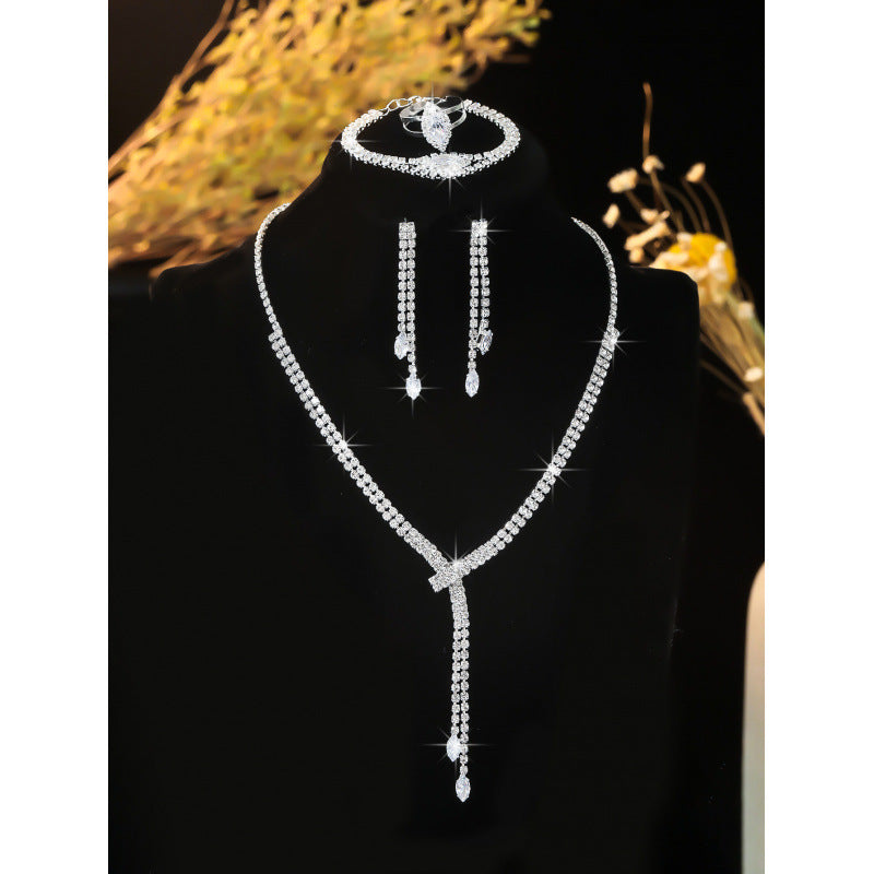 "Fashion Simple 4-Piece Jewelry Set – Necklace, Earrings & Bracelet Combo"