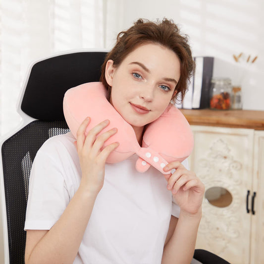 "U-Shaped Travel Neck Pillow – Memory Foam Comfortable Support for Airplane, Car & Office"