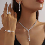 "Fashion Simple 4-Piece Jewelry Set – Necklace, Earrings & Bracelet Combo"
