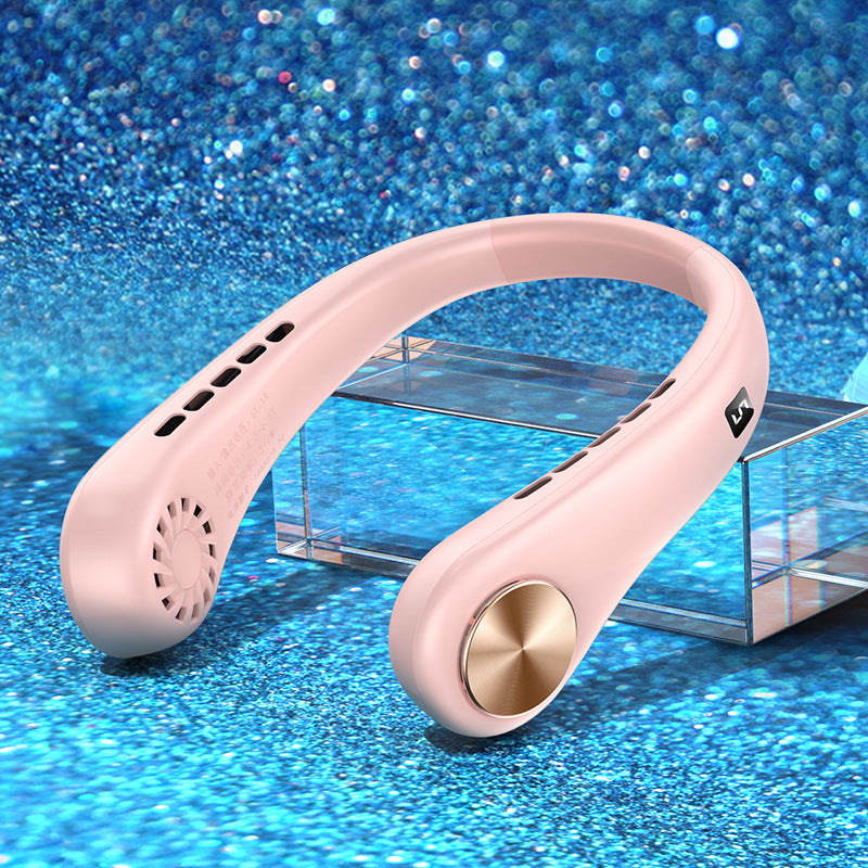 "Portable Bladeless Neck Fan – Rechargeable Hands-Free Air Cooler for Summer Sports & Travel"