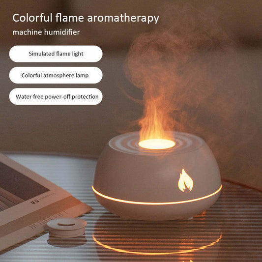 "Flame Humidifier & Aromatherapy Diffuser – 7-Color LED Light, 130ML USB Essential Oil Diffuser for Home & Room Fragrance"
