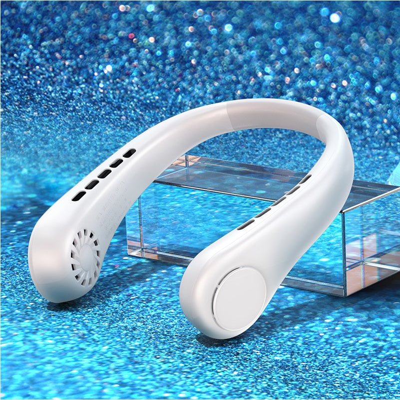 "Portable Bladeless Neck Fan – Rechargeable Hands-Free Air Cooler for Summer Sports & Travel"