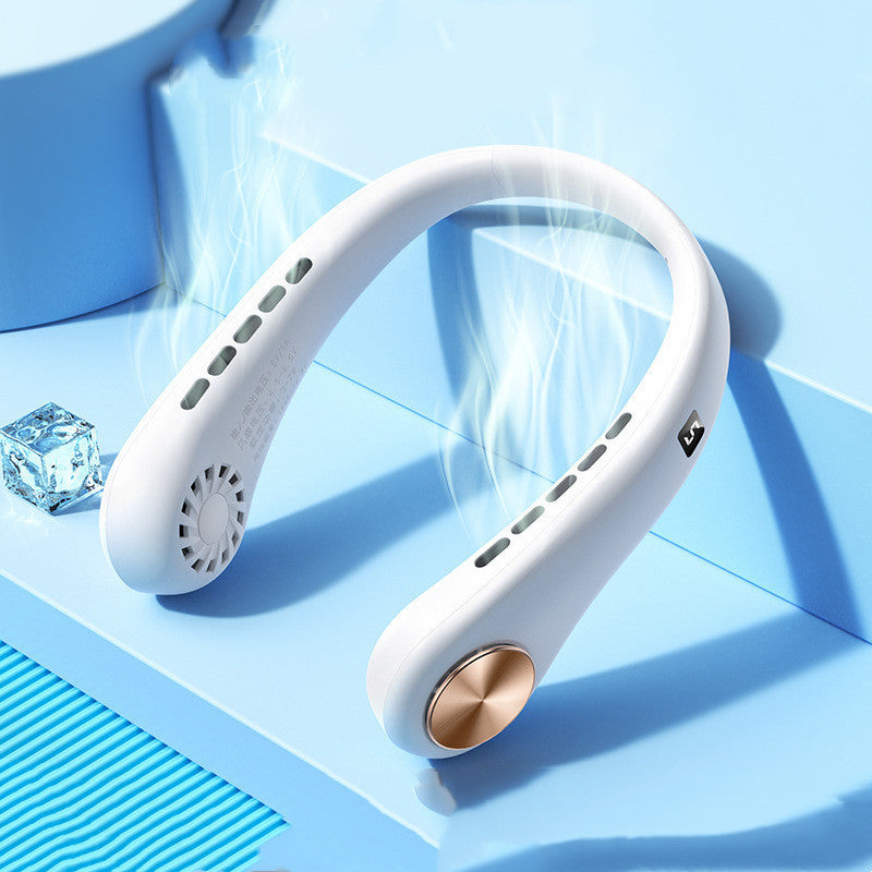 "Portable Bladeless Neck Fan – Rechargeable Hands-Free Air Cooler for Summer Sports & Travel"