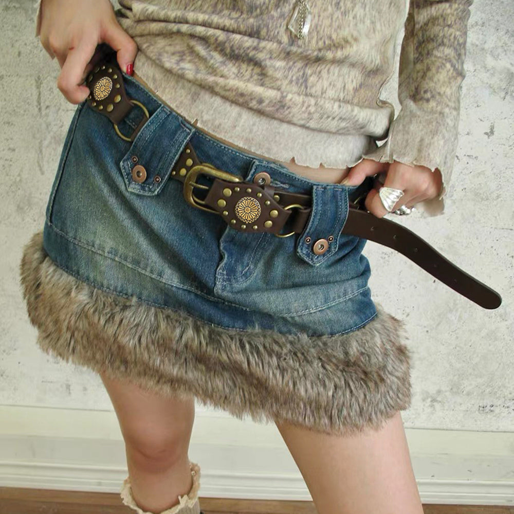 "Vintage Riveted Metal Buckle Belt – Punk Hip Hop Fashion for Men & Women"