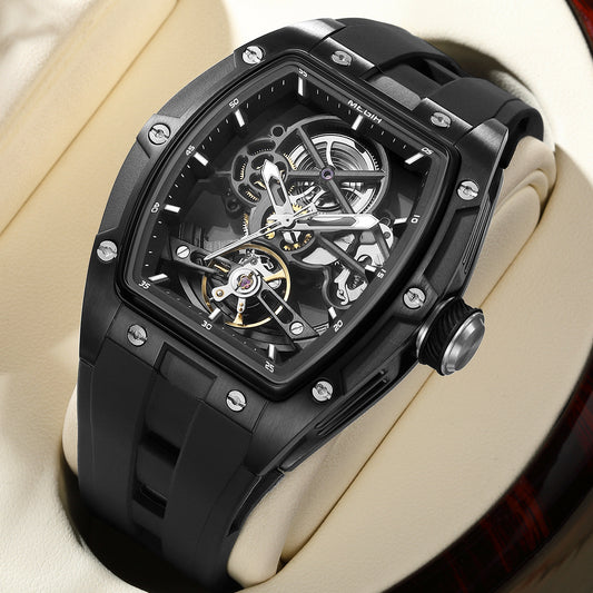 "Men's Stainless Steel Automatic Mechanical Watch – Hollow Shell Design"