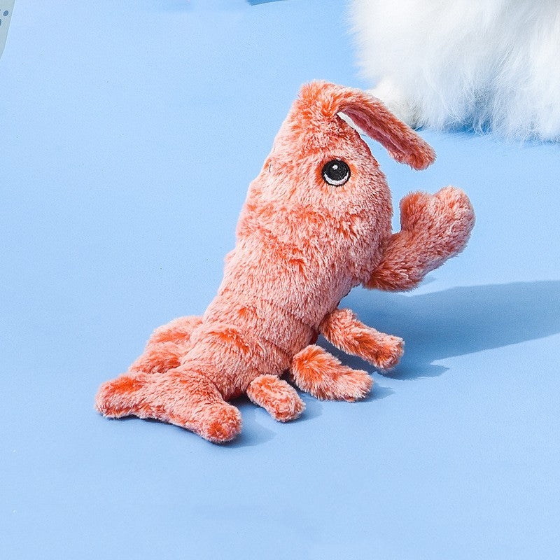 "Electric Jumping Shrimp Pet Toy – USB Rechargeable Simulation Lobster Plush for Cats"