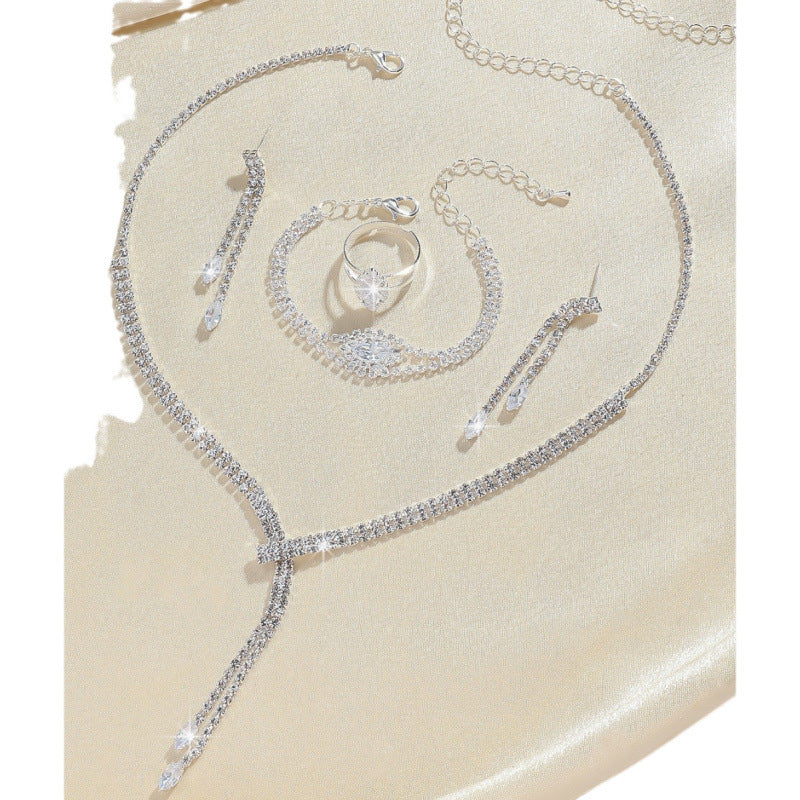 "Fashion Simple 4-Piece Jewelry Set – Necklace, Earrings & Bracelet Combo"