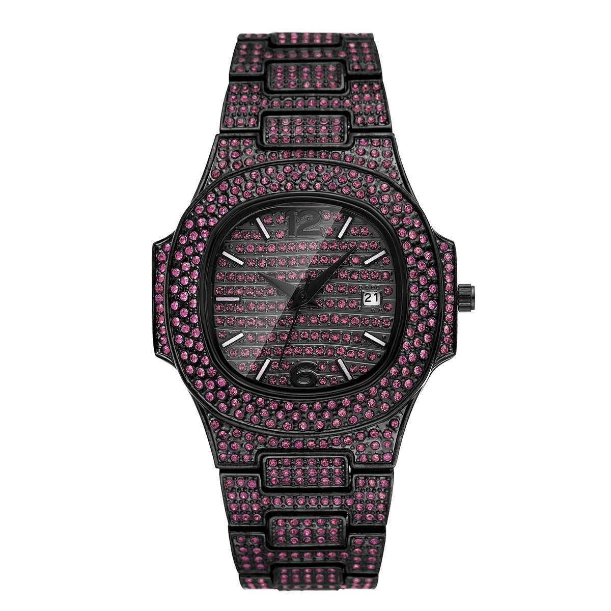 "Men’s Hip Hop Full Diamond Color Watch – Luxury Niche Style"