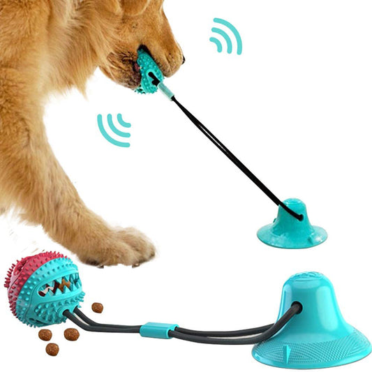 "Silicone Suction Cup Dog Tug Toy – Interactive Chew Ball for Tooth Cleaning & Play"