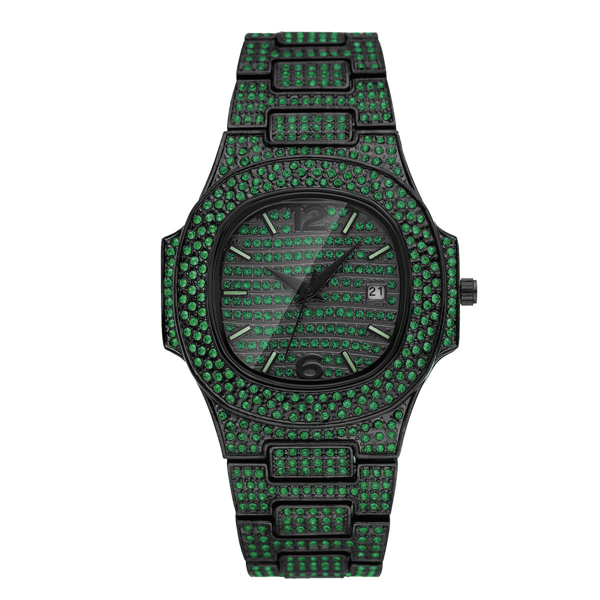 "Men’s Hip Hop Full Diamond Color Watch – Luxury Niche Style"