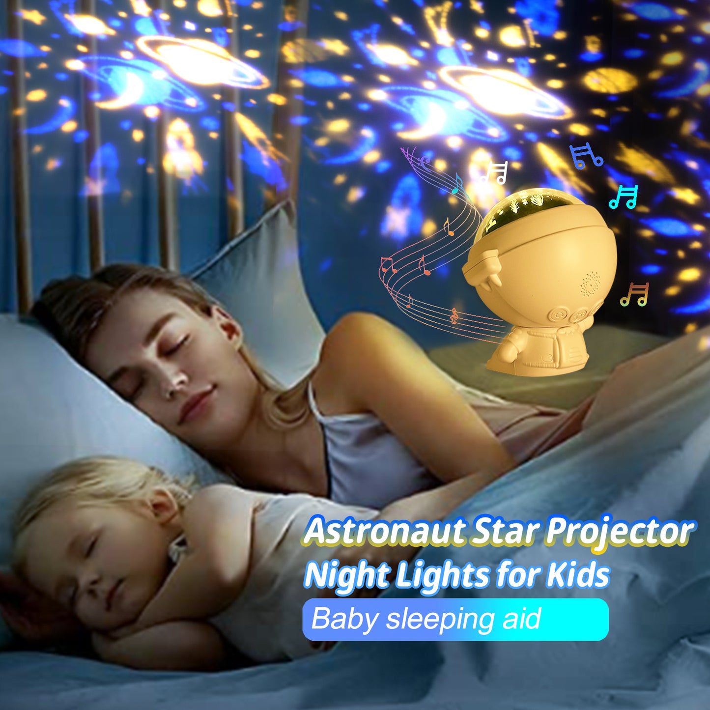 "Galaxy Star Projector Night Light – Astronaut Lamp with Starry Sky Projection for Kids, Baby, and Room Décor"