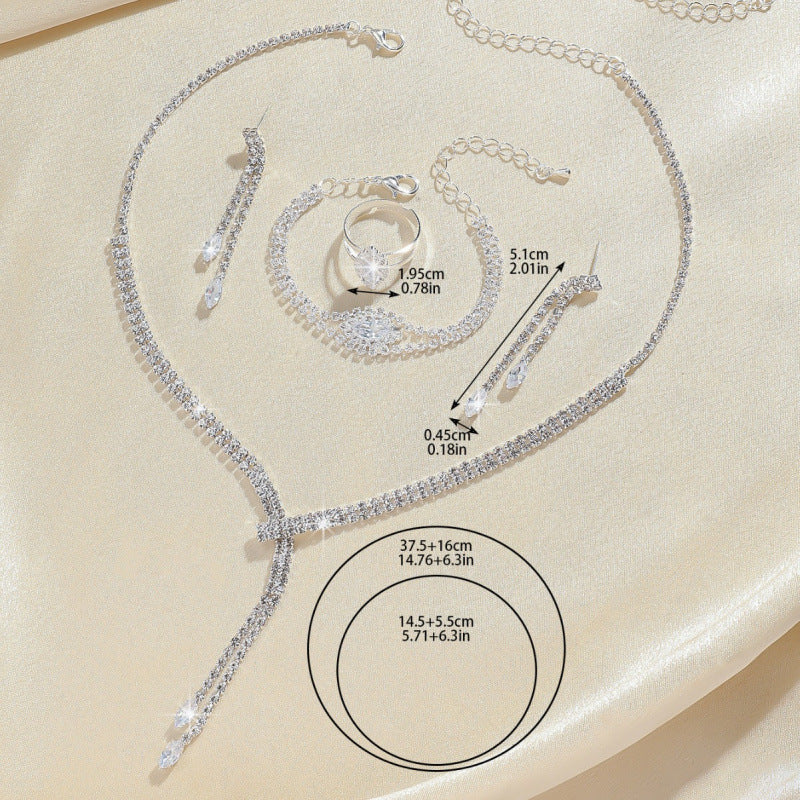 "Fashion Simple 4-Piece Jewelry Set – Necklace, Earrings & Bracelet Combo"
