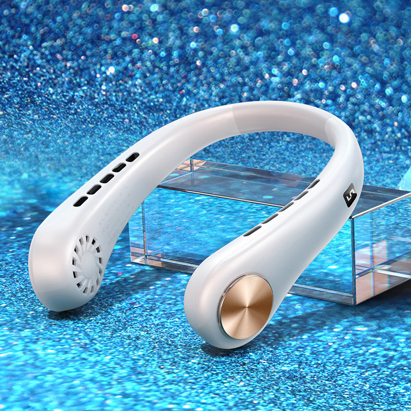 "Portable Bladeless Neck Fan – Rechargeable Hands-Free Air Cooler for Summer Sports & Travel"
