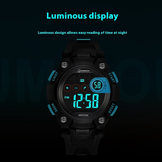 "Waterproof Anti-Fall Multifunctional Sports Electronic Watch for Students"