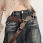 "Vintage Riveted Metal Buckle Belt – Punk Hip Hop Fashion for Men & Women"