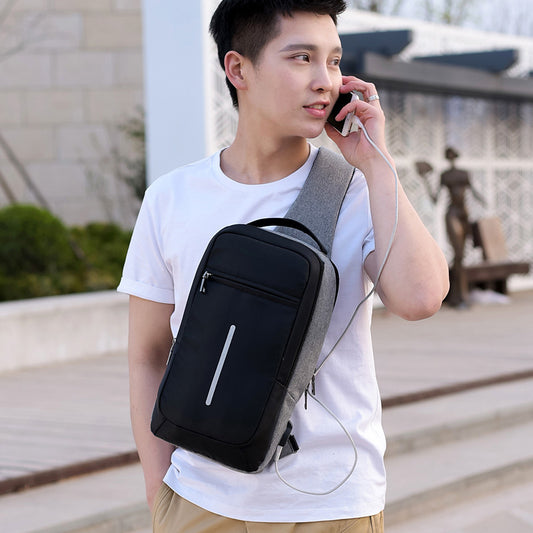 "Anti-Theft USB Charging Chest Bag – Secure Hands-Free Crossbody with Built-In USB Port"