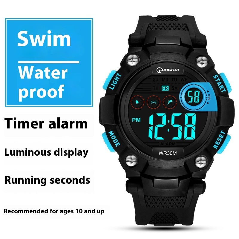 "Waterproof Anti-Fall Multifunctional Sports Electronic Watch for Students"