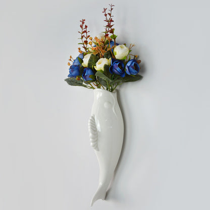 Simple Modern Creative Wall Ceramic Goldfish Vase Restaurant Mural Wall Hanging Three-Dimensional Wall Decoration
