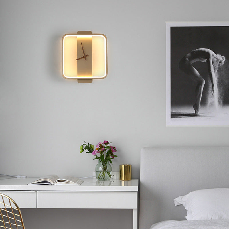 "Nordic Wall Lamp with Clock – Modern Bedroom & Bedside Lighting Fixture"