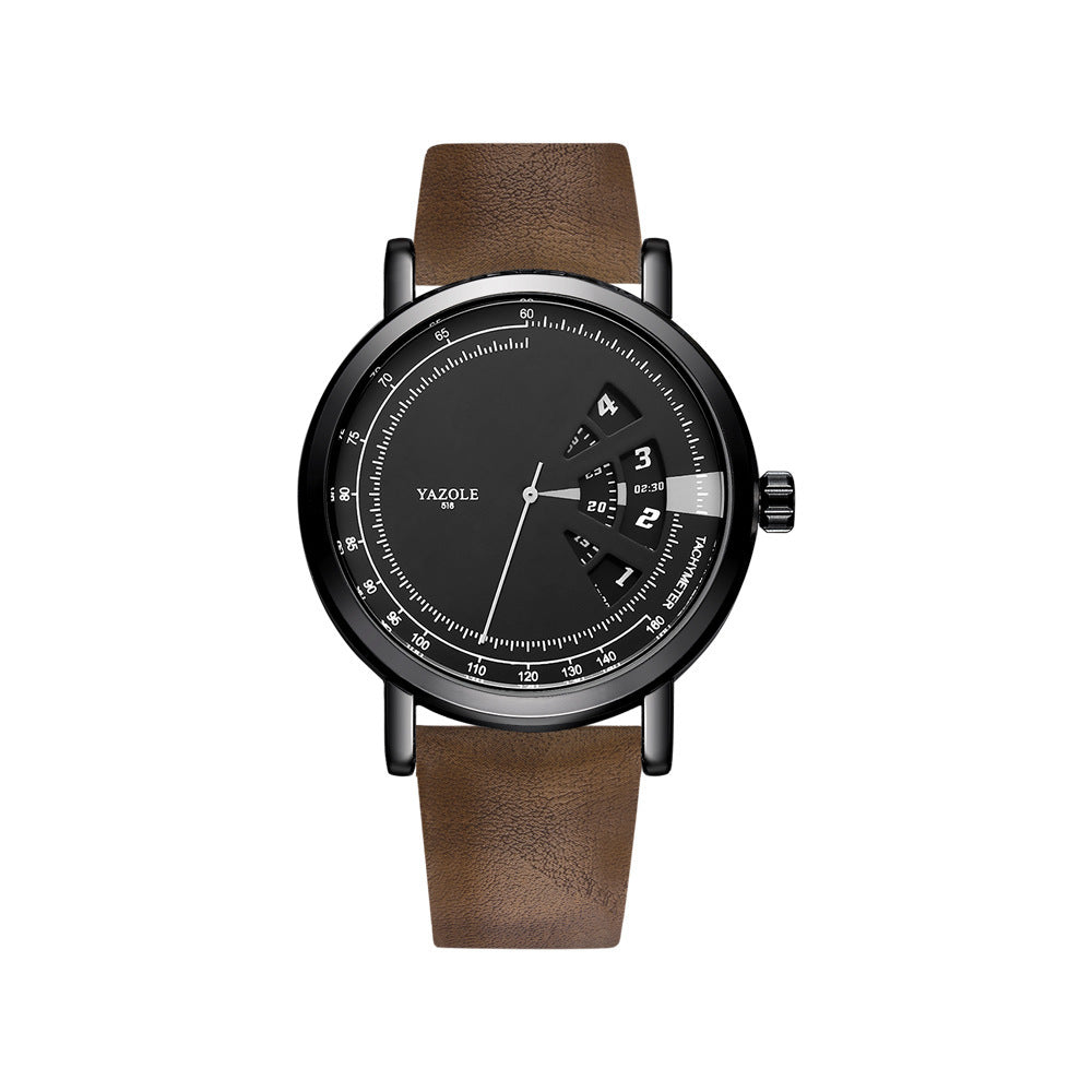 "Men's Waterproof Quartz Watch – Turntable Design Stylish Timepiece"