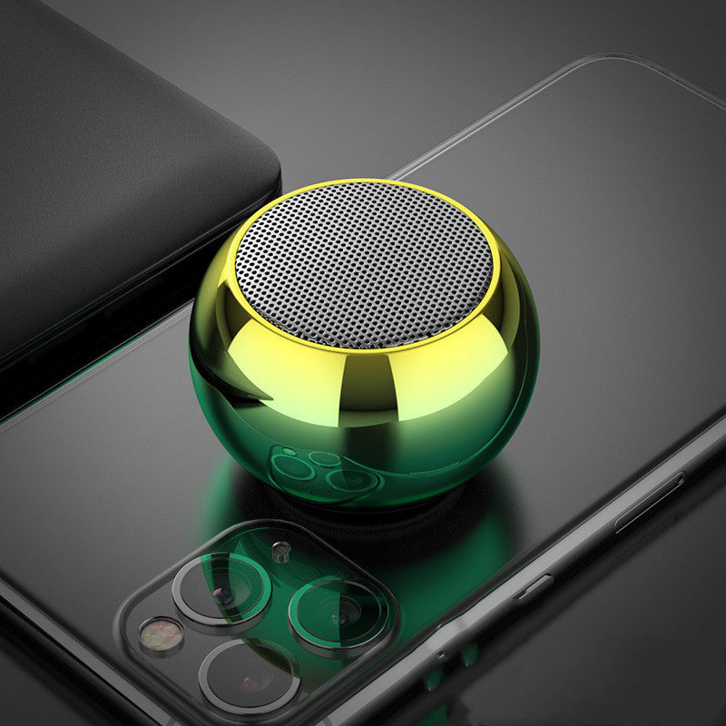 "M3 Colorful Wireless 3D Bluetooth Speaker – Mini Electroplated Round Steel Cannon with Subwoofer & U Disk Support"