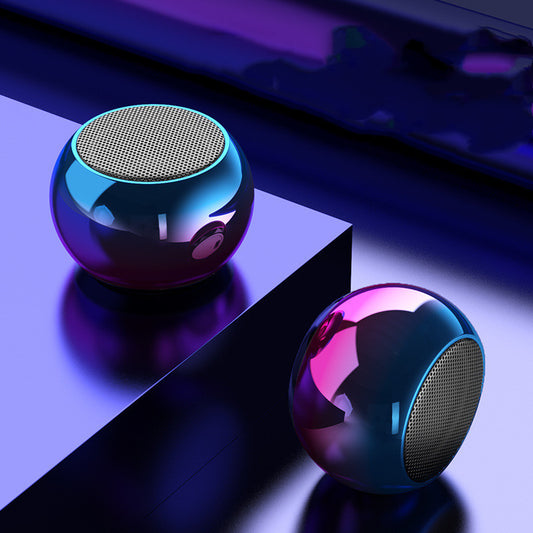 "M3 Colorful Wireless 3D Bluetooth Speaker – Mini Electroplated Round Steel Cannon with Subwoofer & U Disk Support"