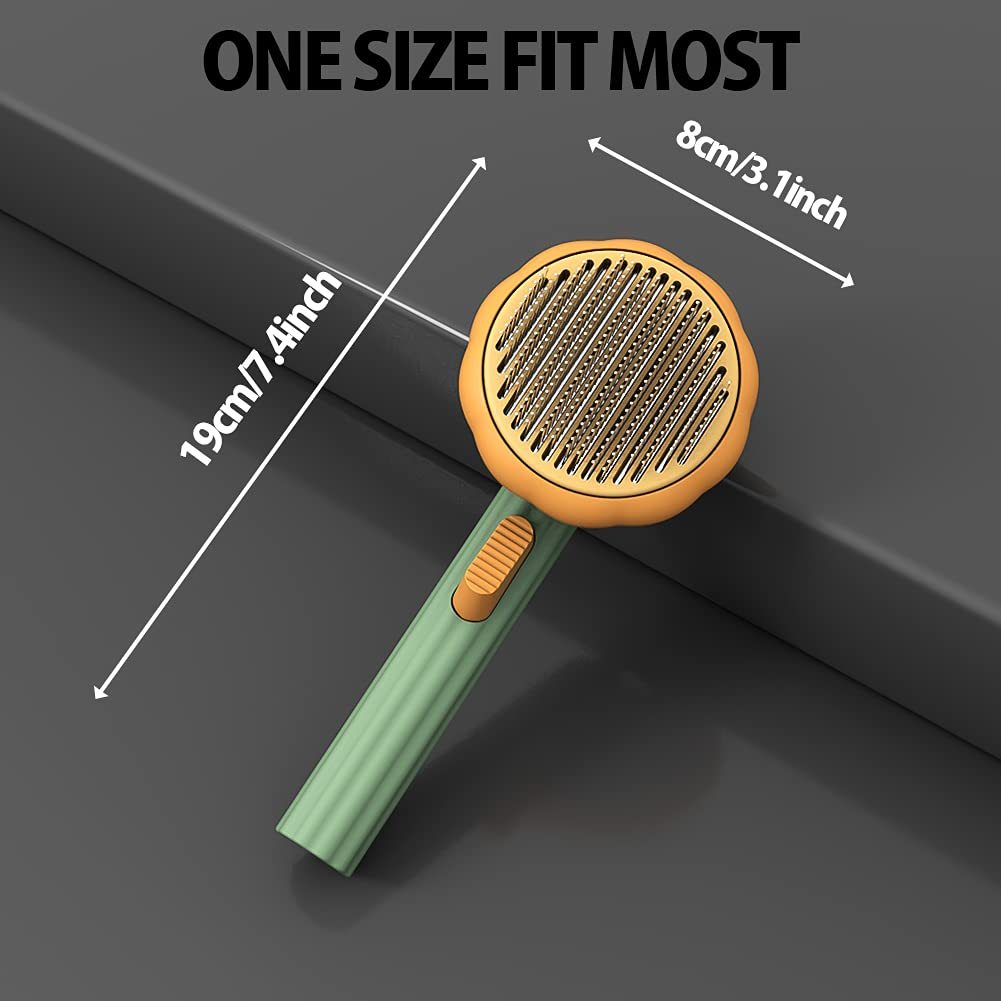 "Pet Pumpkin Self-Cleaning Slicker Brush – Gentle Grooming Tool for Dogs, Cats, Puppies & Rabbits"