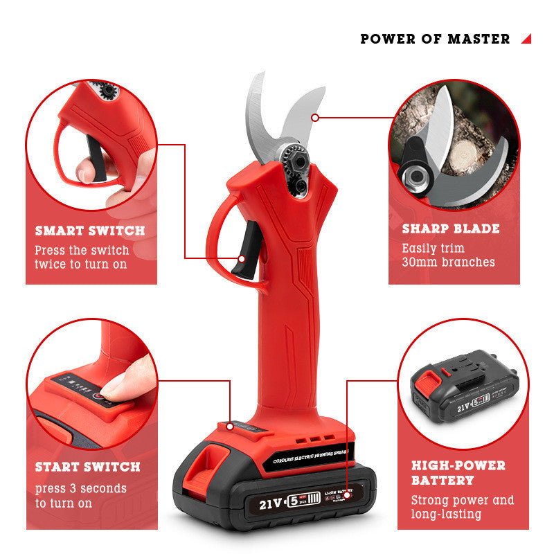 "Rechargeable Electric Branch Shears – Powerful Rough Scissors for Garden Tools"