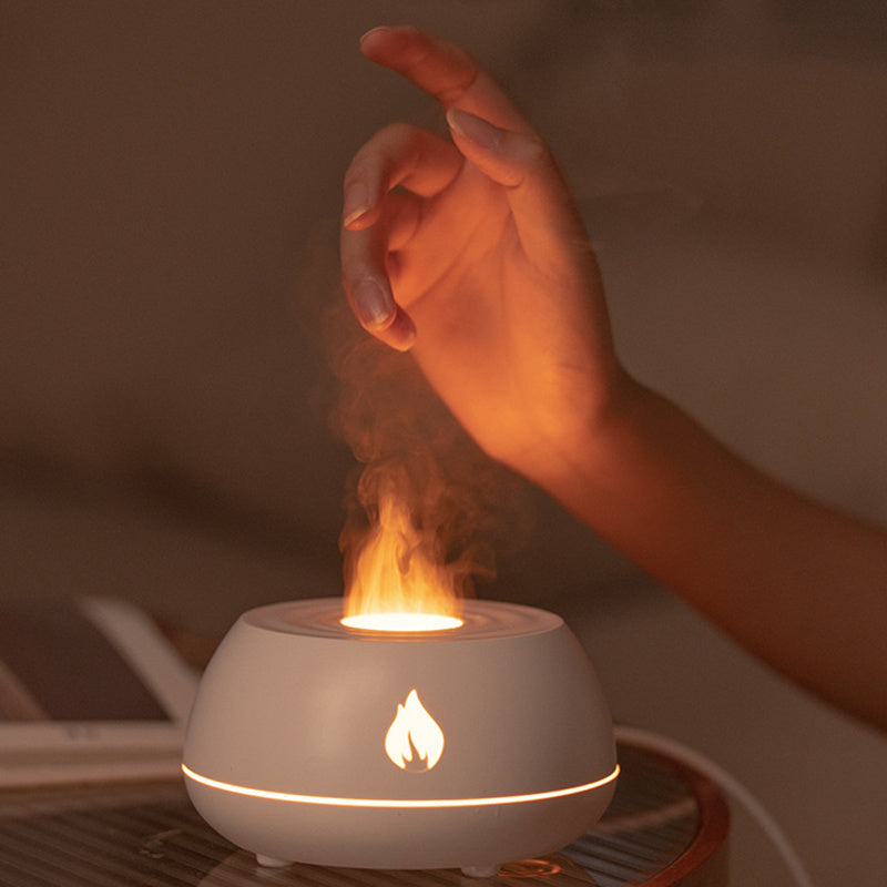 "Flame Humidifier & Aromatherapy Diffuser – 7-Color LED Light, 130ML USB Essential Oil Diffuser for Home & Room Fragrance"