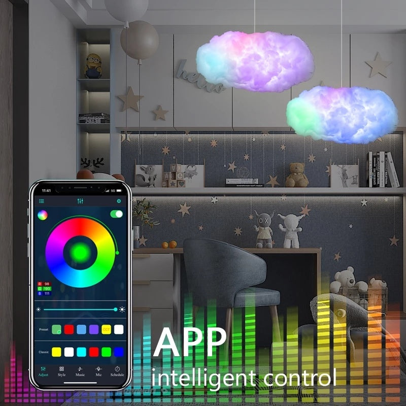"USB Cloud Light with APP Control & Music Sync – 3D RGBIC Ambient Lamp with Lightning Simulation for Bedroom & Room Decor"