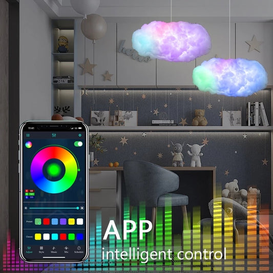 "USB Cloud Light with APP Control & Music Sync – 3D RGBIC Ambient Lamp with Lightning Simulation for Bedroom & Room Decor"