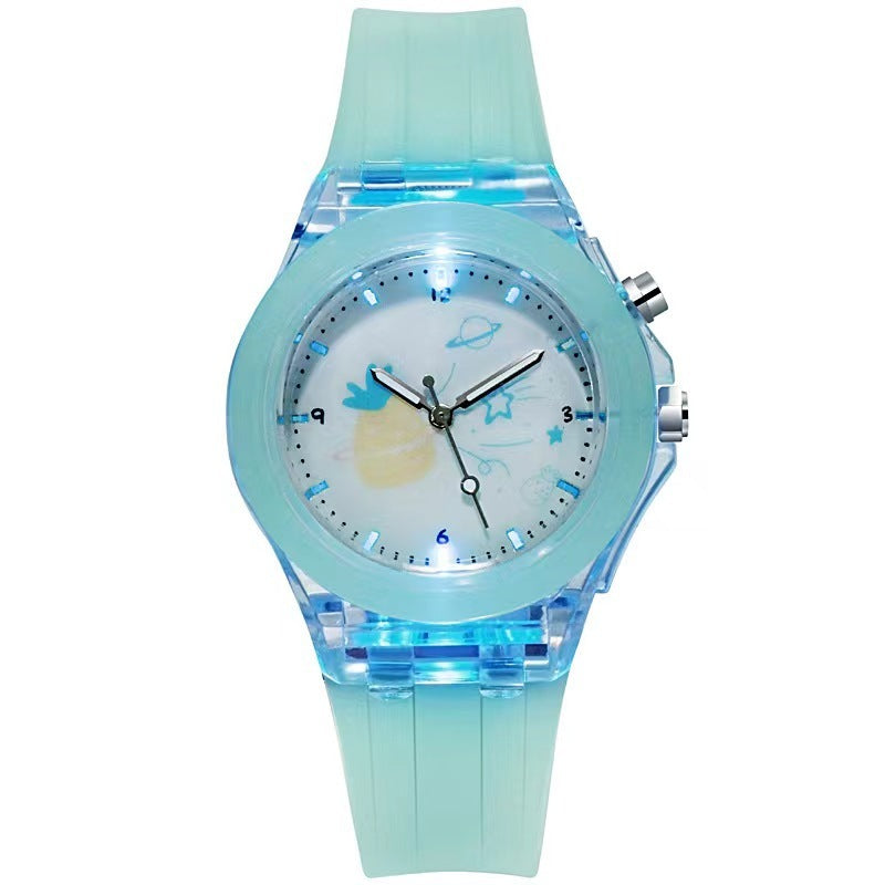 "Silicone Cartoon Children's Luminous Watch with Fruit Pattern"