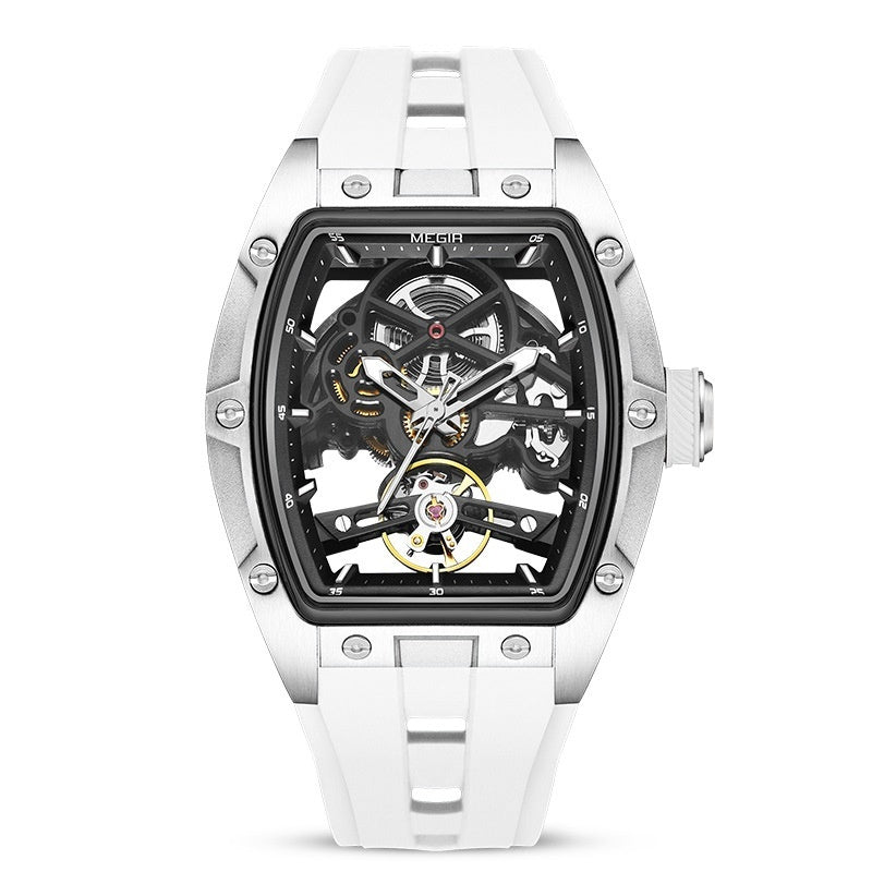 "Men's Stainless Steel Automatic Mechanical Watch – Hollow Shell Design"