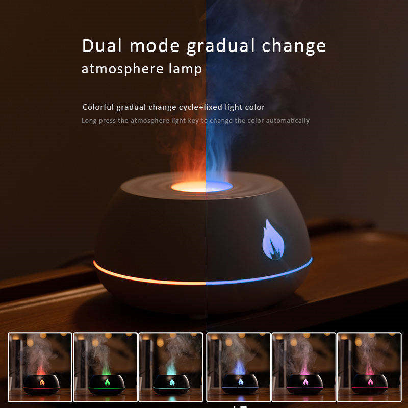 "Flame Humidifier & Aromatherapy Diffuser – 7-Color LED Light, 130ML USB Essential Oil Diffuser for Home & Room Fragrance"