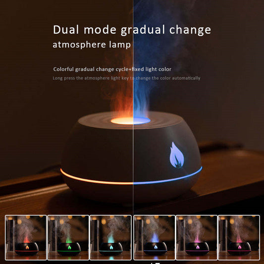 "Flame Humidifier & Aromatherapy Diffuser – 7-Color LED Light, 130ML USB Essential Oil Diffuser for Home & Room Fragrance"