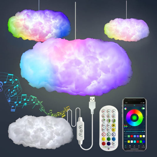 "USB Cloud Light with APP Control & Music Sync – 3D RGBIC Ambient Lamp with Lightning Simulation for Bedroom & Room Decor"